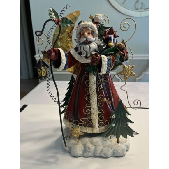 2002 Grandeur Noel Santa Tin Christmas Stocking Holder Collectors Edition - Picture 1 of 3